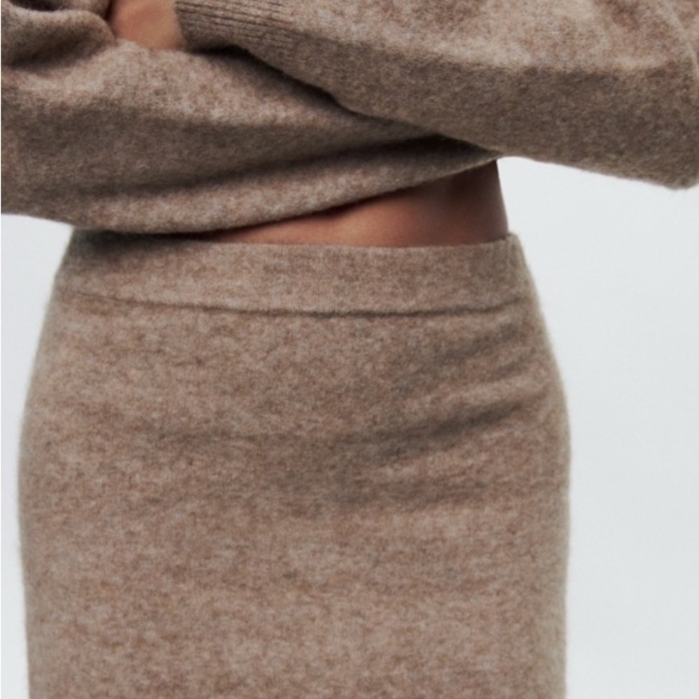 NWT Zara Oatmeal Wool Knit Sweater Skirt S Scandi Neutral Capsule Bodycon - Picture 3 of 10